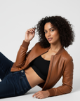 Women's Real Leather Bomber Jacket - Sasha