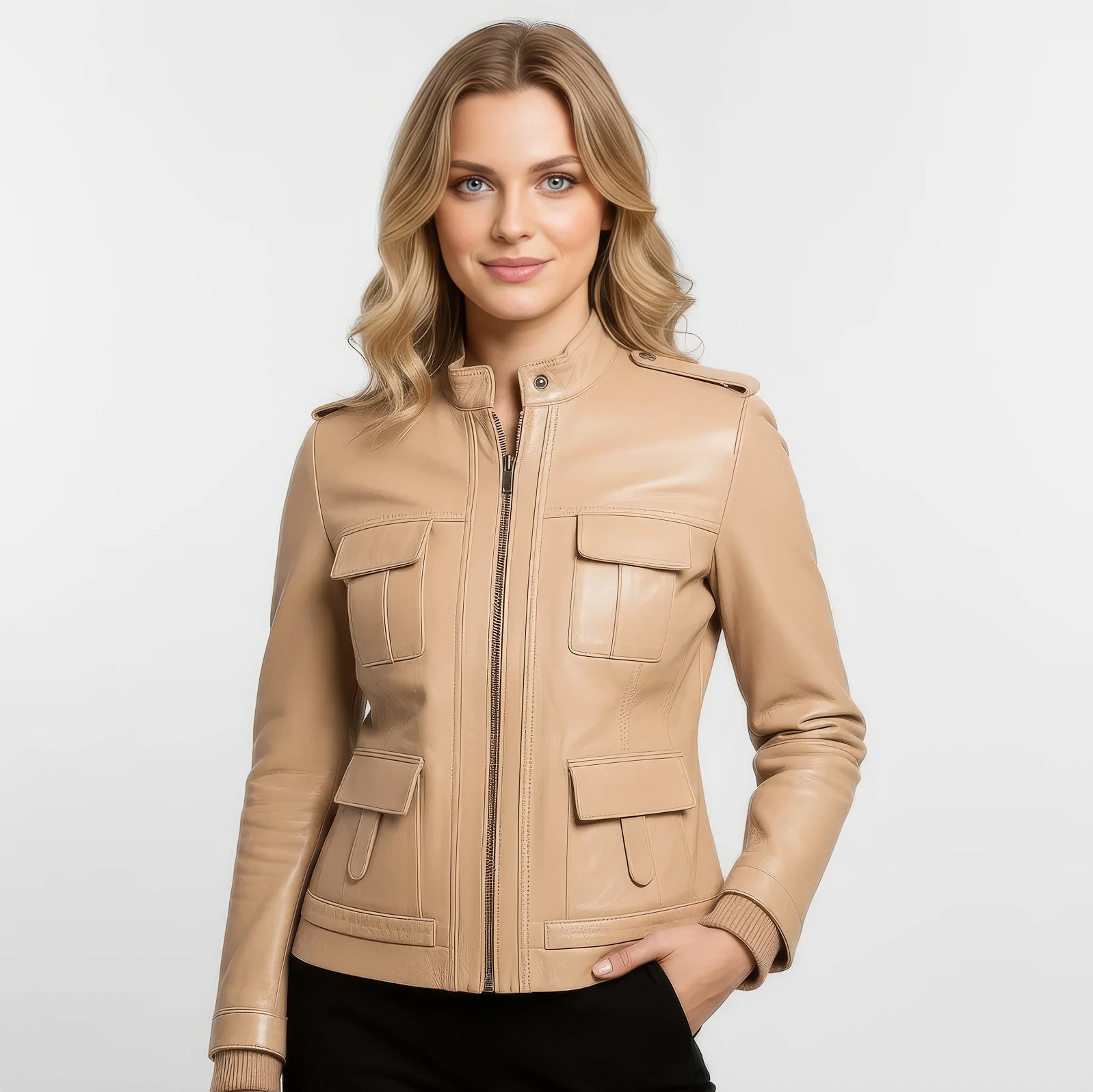 Women's Real Leather Field Jacket - Elandra