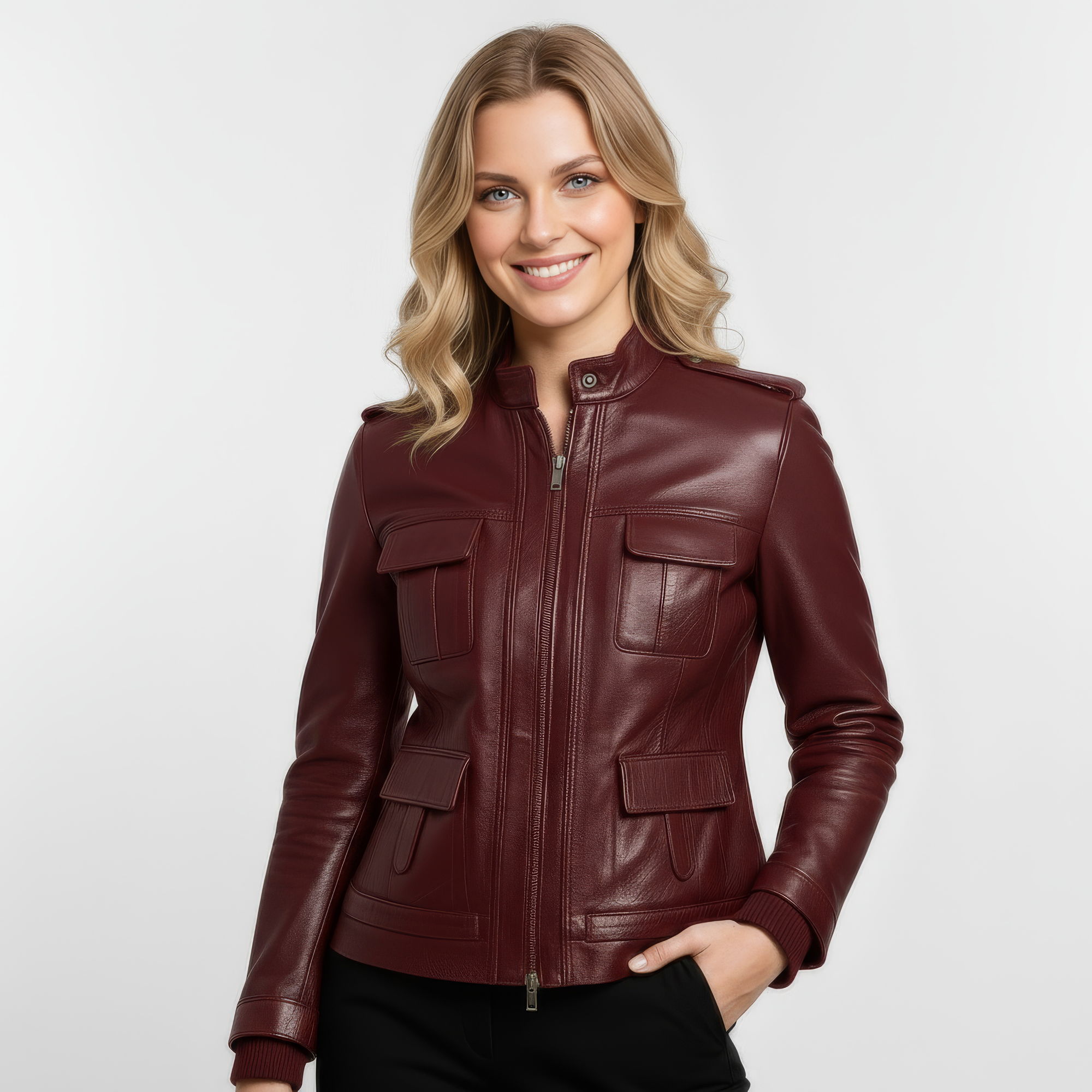 Women's Real Leather Field Jacket - Elandra