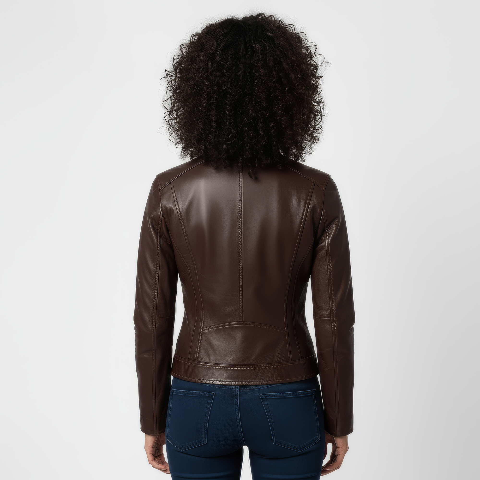 Women's Real Leather Racer Jacket - Lauren