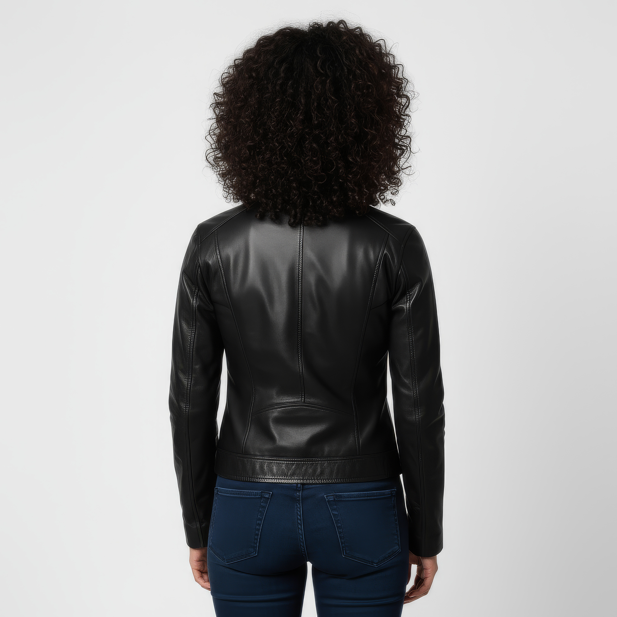 Women's Real Leather Racer Jacket - Lauren