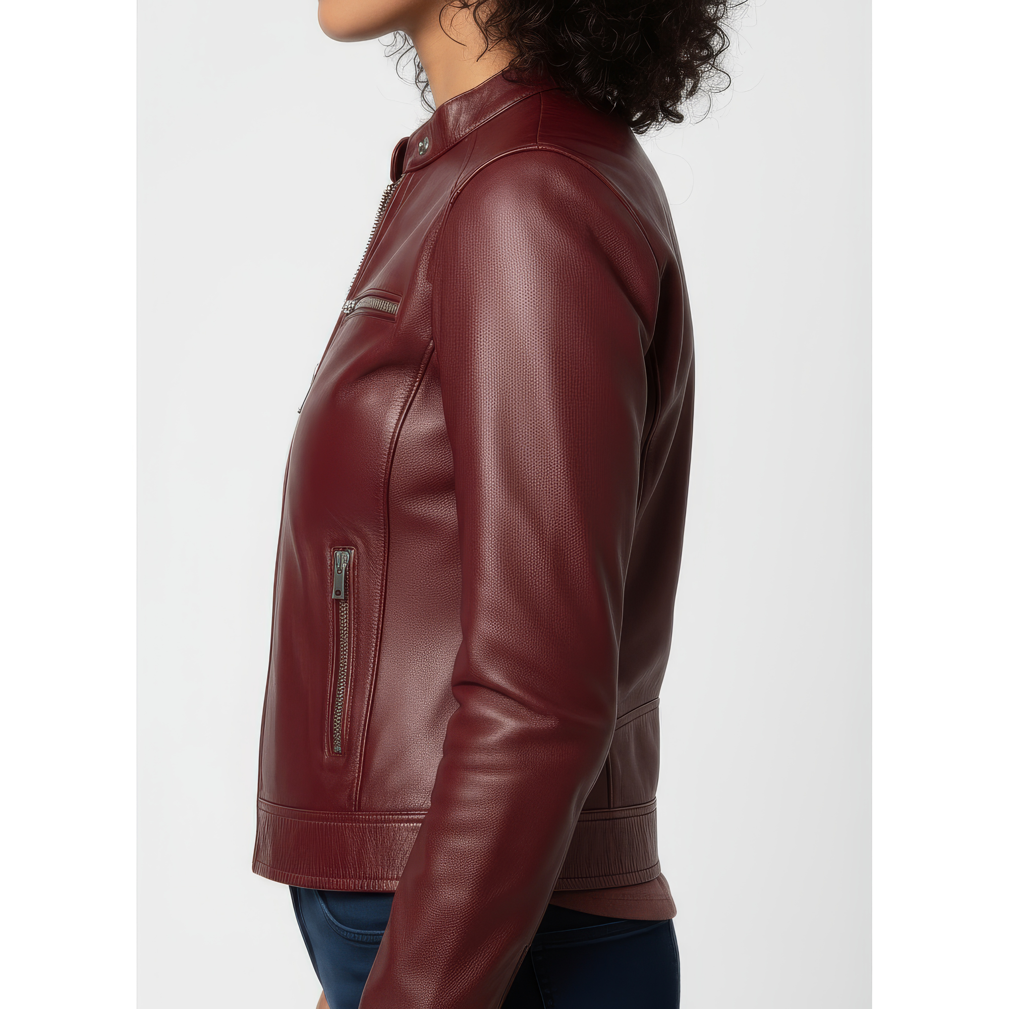 Women's Real Leather Racer Jacket - Lauren