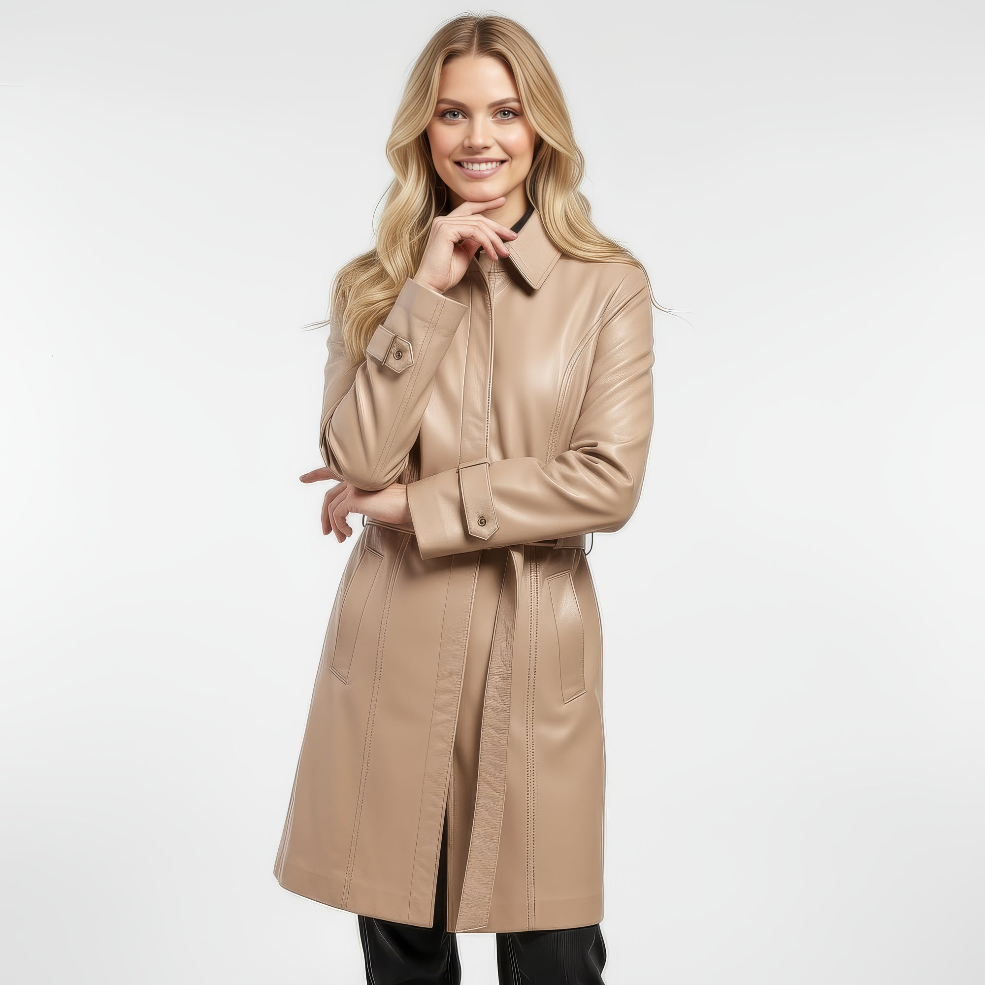 Real Leather Trench Coat for Women - Sydney