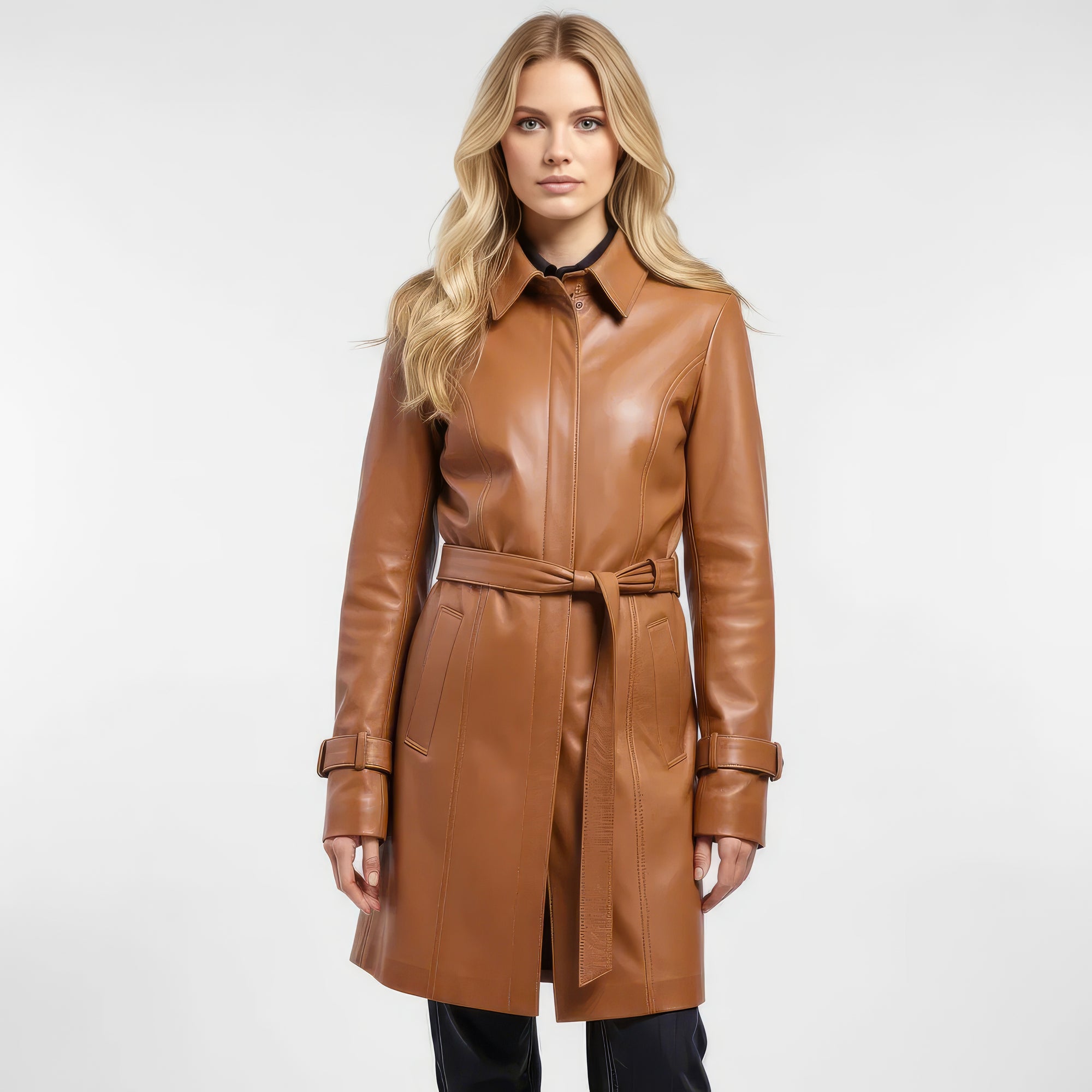 Real Leather Trench Coat for Women - Sydney
