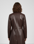 Women's Real Leather Single Breasted Coat - Vanel