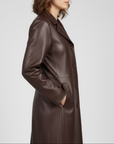 Women's Real Leather Single Breasted Coat - Vanel