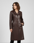 Women's Real Leather Single Breasted Coat - Vanel