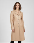 Women's Real Leather Single Breasted Coat - Vanel