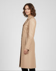 Women's Real Leather Single Breasted Coat - Vanel