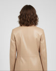 Women's Real Leather Single Breasted Coat - Vanel