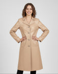 Women's Real Leather Single Breasted Coat - Vanel