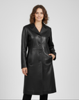 Women's Real Leather Single Breasted Coat - Vanel