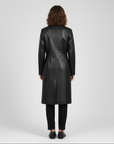 Women's Real Leather Single Breasted Coat - Vanel