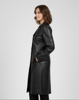 Women's Real Leather Single Breasted Coat - Vanel