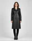 Women's Real Leather Single Breasted Coat - Vanel