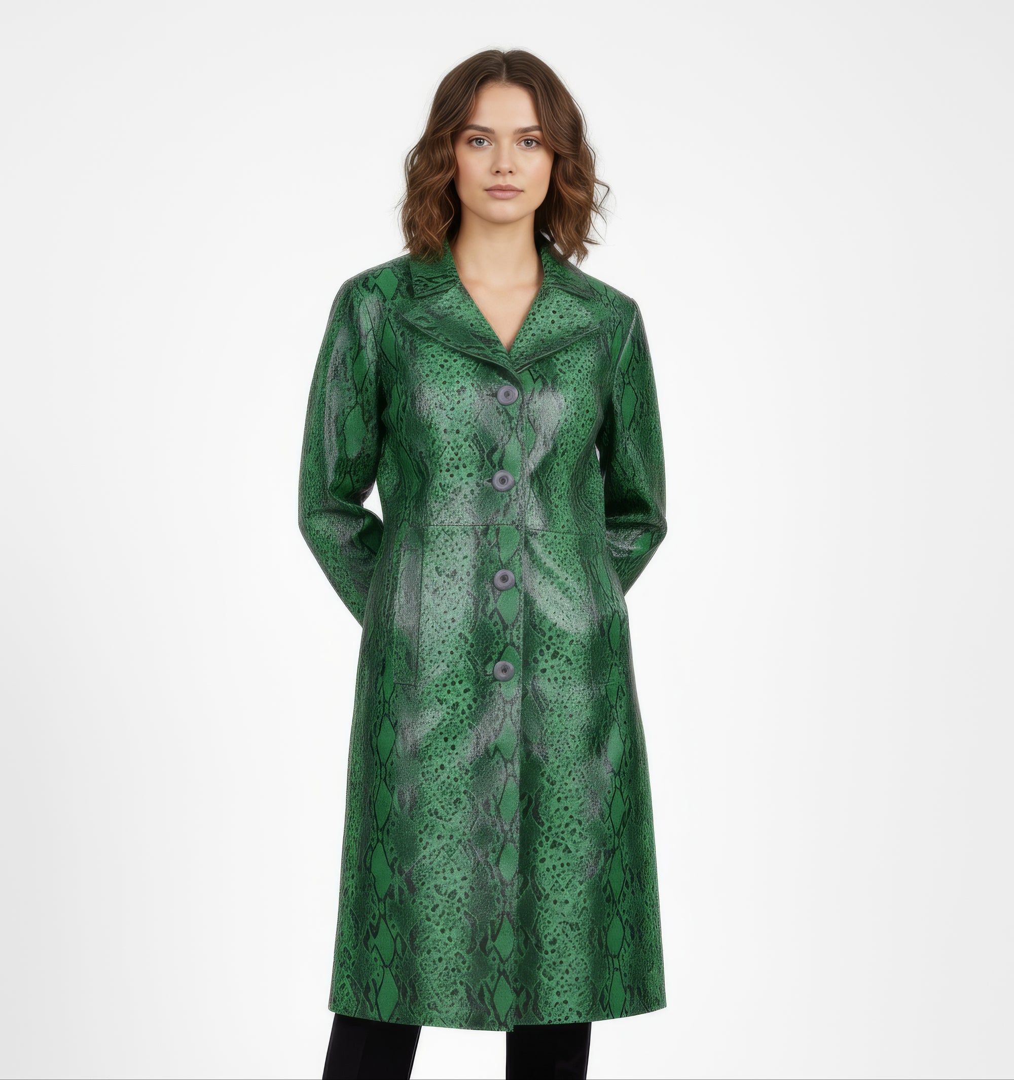 Women's Real Leather Single Breasted Coat - Vanel