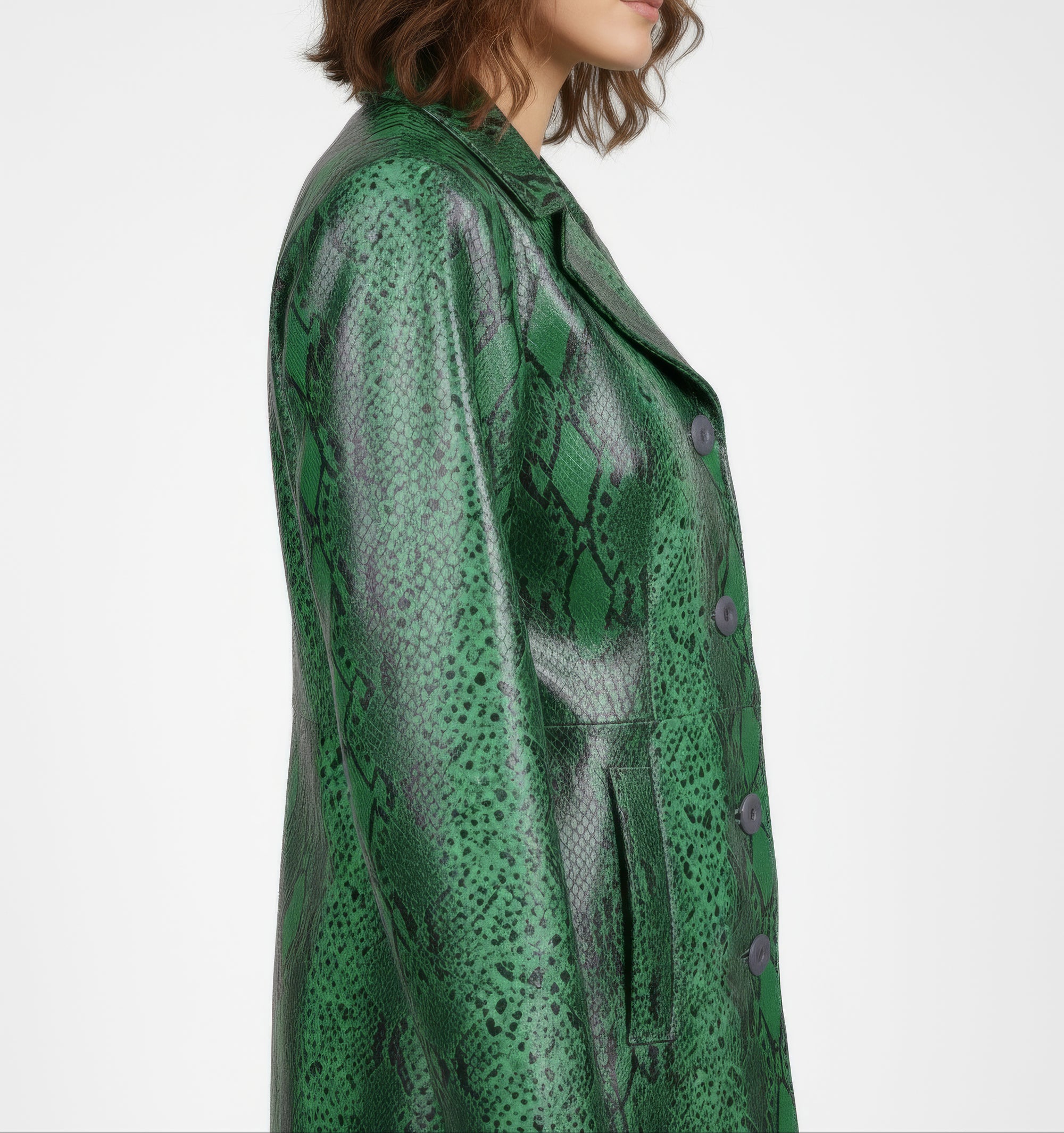 Women's Real Leather Single Breasted Coat - Vanel