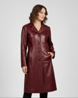 Women's Real Leather Single Breasted Coat - Vanel