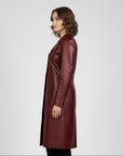 Women's Real Leather Single Breasted Coat - Vanel