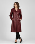Women's Real Leather Single Breasted Coat - Vanel