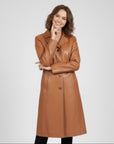 Women's Real Leather Single Breasted Coat - Vanel