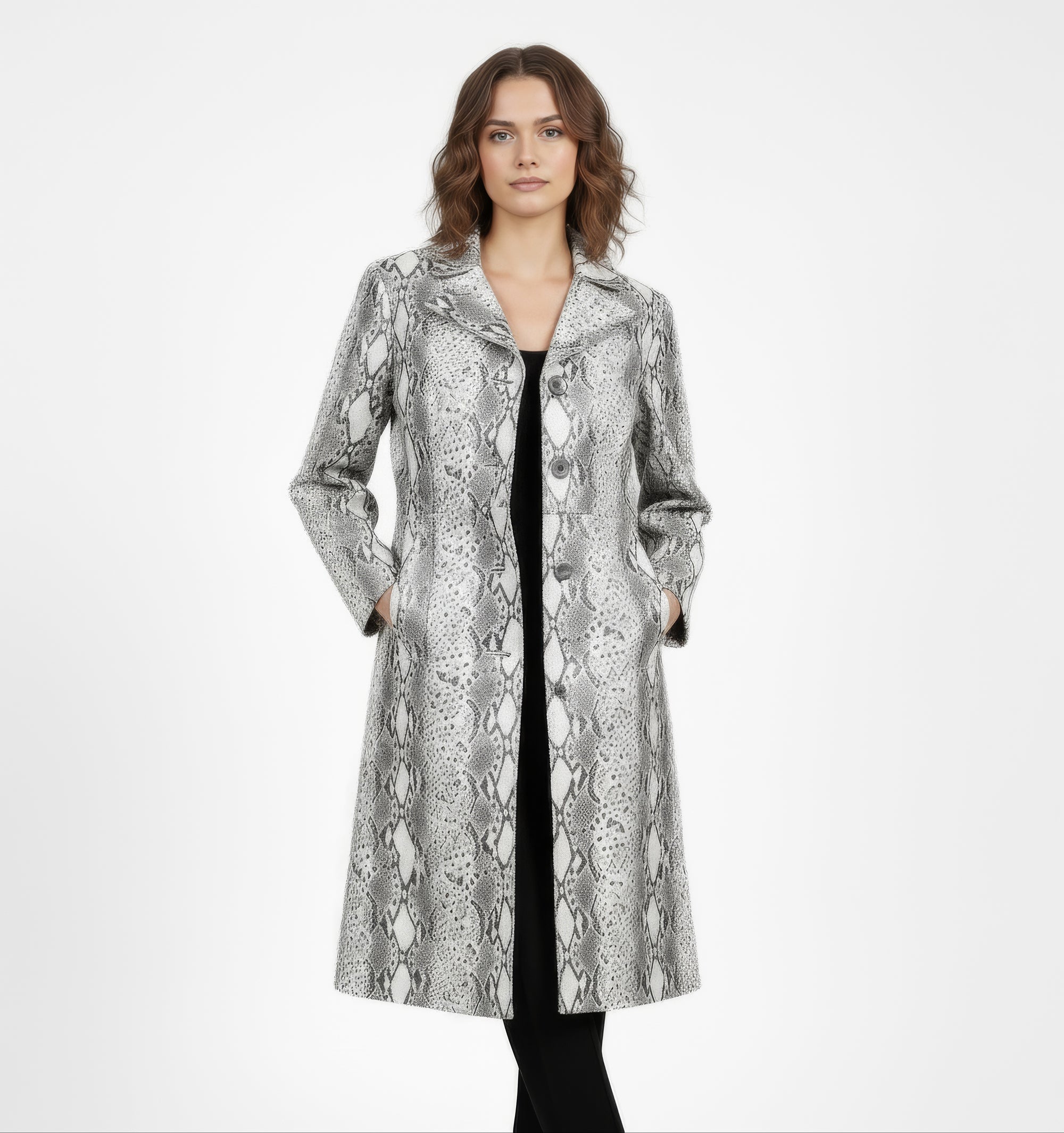 Women's Real Leather Single Breasted Coat - Vanel
