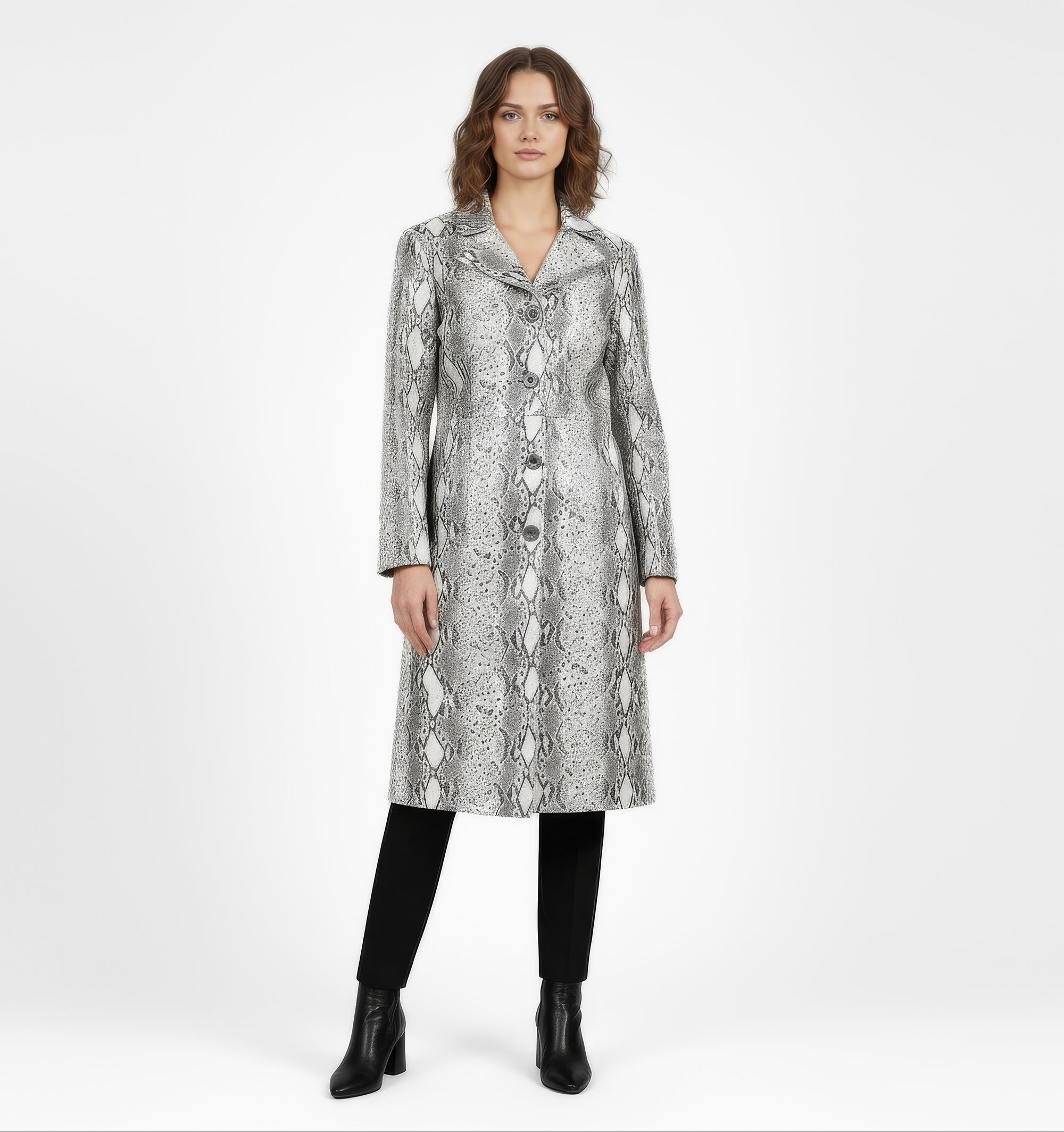 Women's Real Leather Single Breasted Coat - Vanel