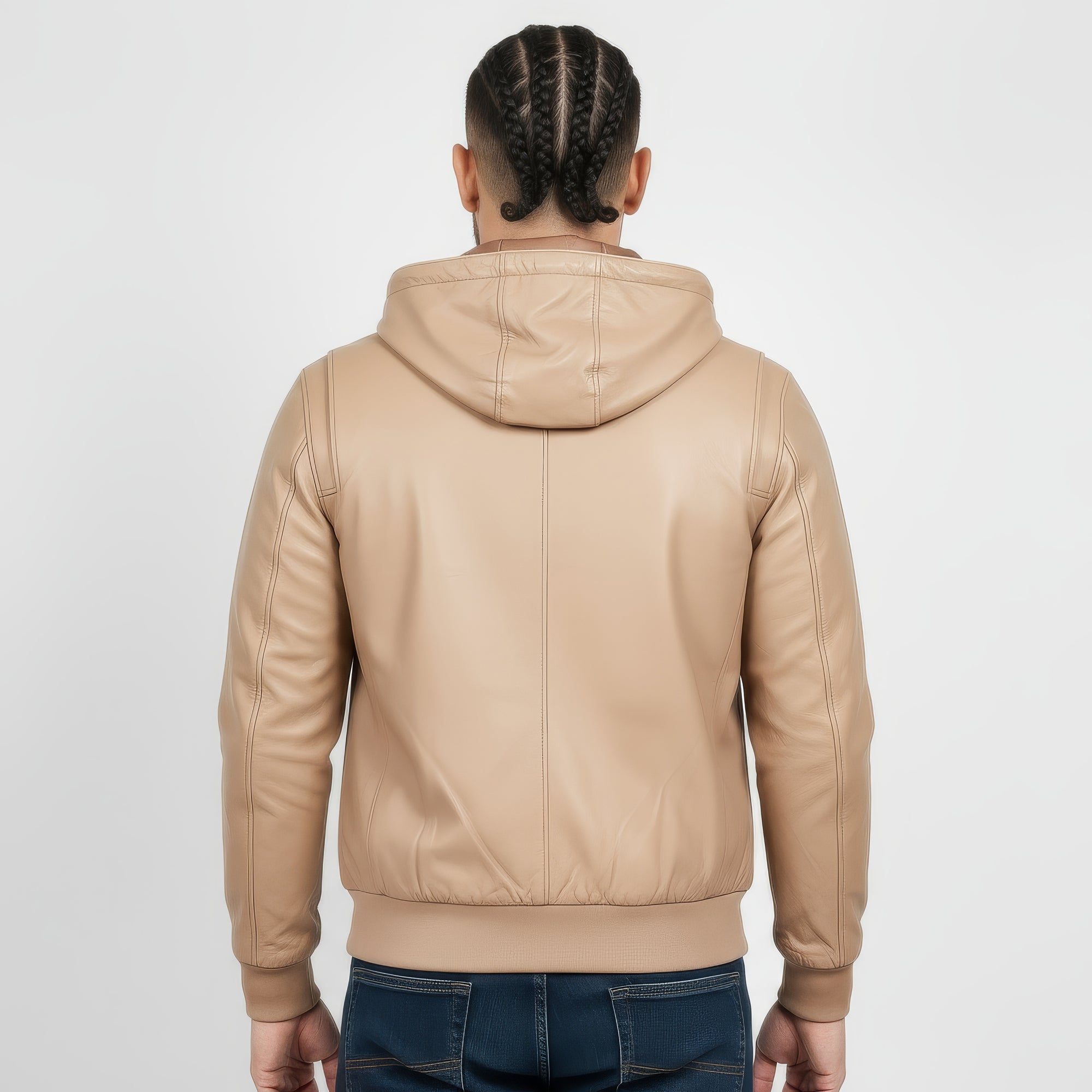 Real Leather Hooded Bomber Jacket for Men - Raul