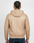 Real Leather Hooded Bomber Jacket for Men - Raul