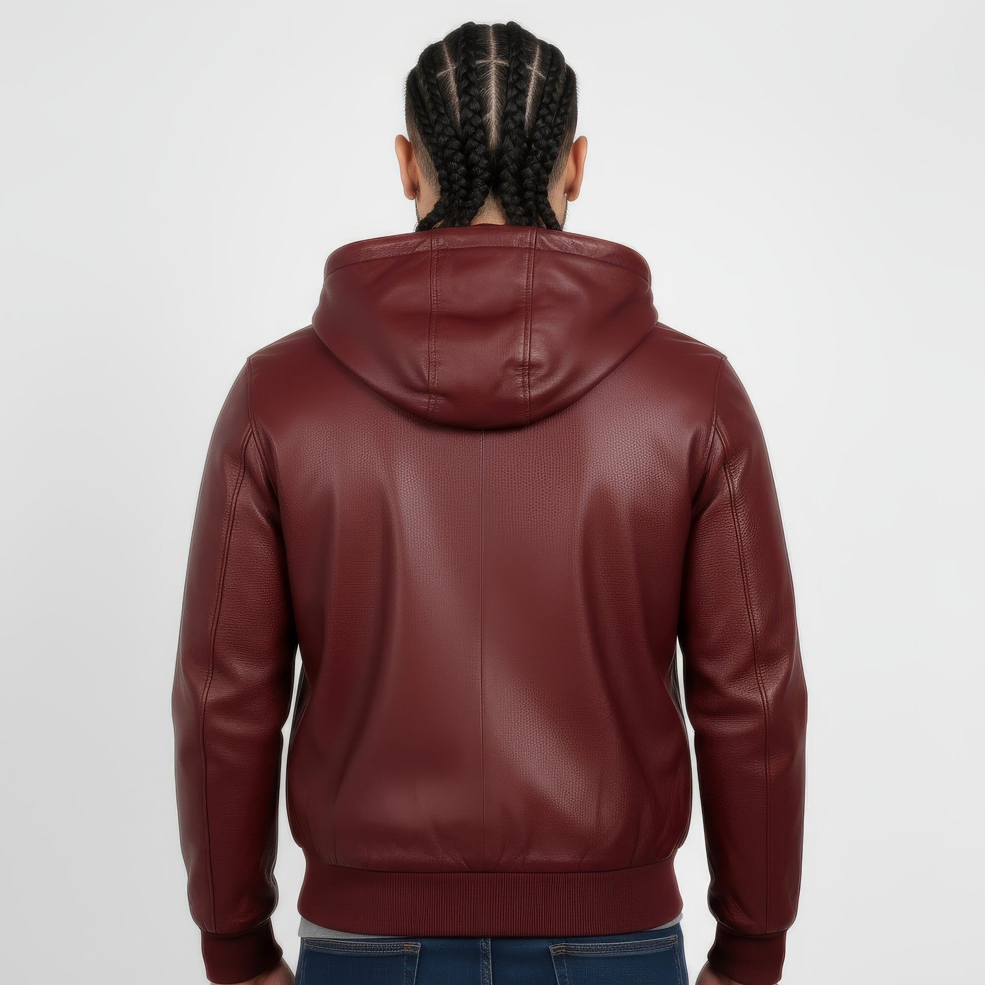 Real Leather Hooded Bomber Jacket for Men - Raul