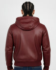 Real Leather Hooded Bomber Jacket for Men - Raul