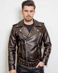 Moto Real Leather Jacket for Men- Hermes