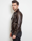 Moto Real Leather Jacket for Men- Hermes