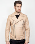 Moto Real Leather Jacket for Men- Hermes