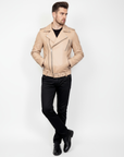 Moto Real Leather Jacket for Men- Hermes