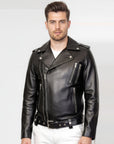 Moto Real Leather Jacket for Men- Hermes