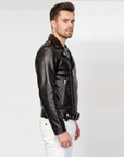 Moto Real Leather Jacket for Men- Hermes