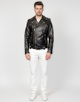 Moto Real Leather Jacket for Men- Hermes
