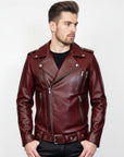 Moto Real Leather Jacket for Men- Hermes