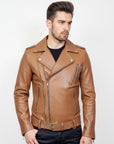 Moto Real Leather Jacket for Men- Hermes