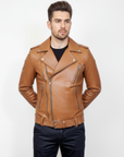 Moto Real Leather Jacket for Men- Hermes