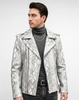 Moto Real Leather Jacket for Men- Hermes