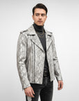 Moto Real Leather Jacket for Men- Hermes