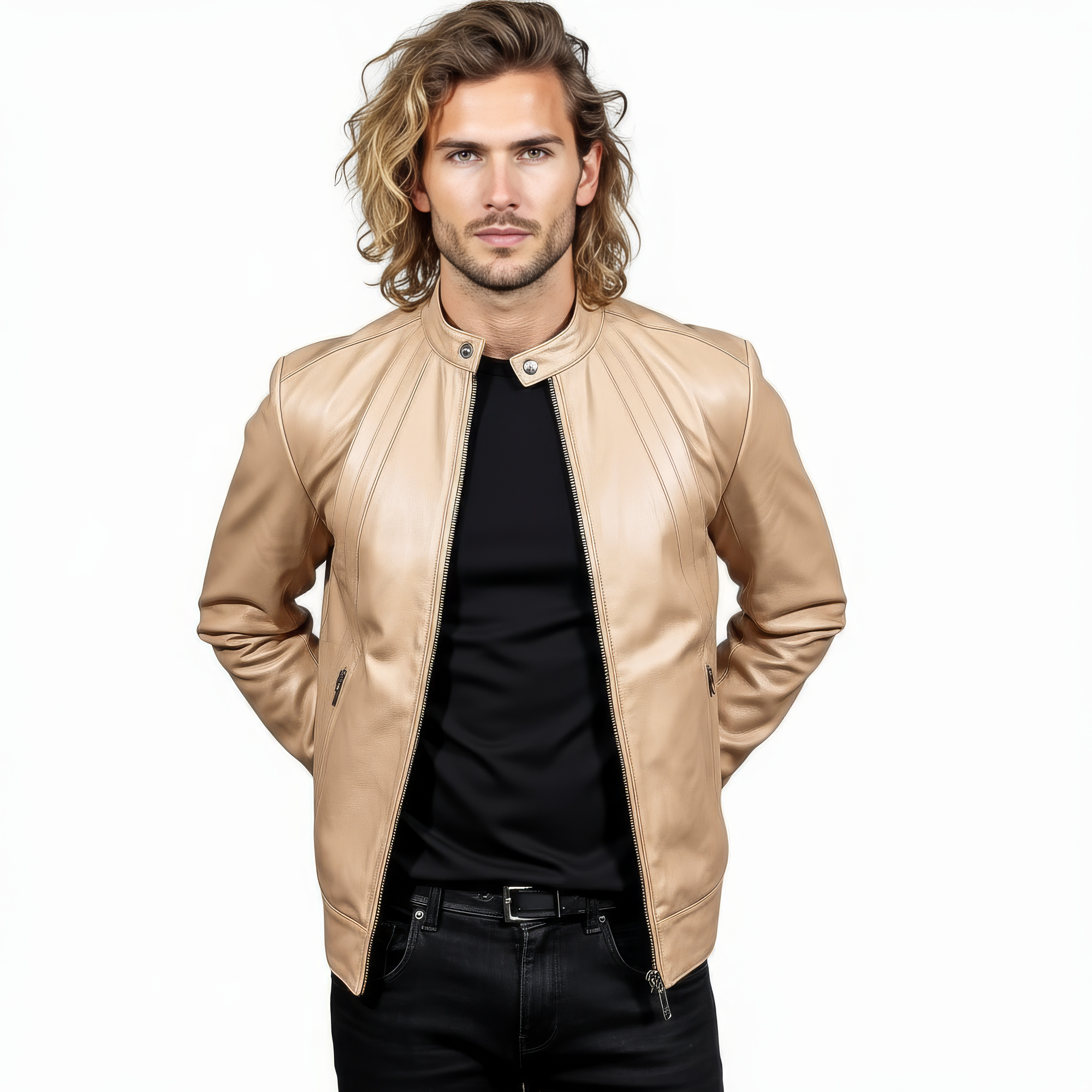 Real Leather Racer Jacket for Men - David
