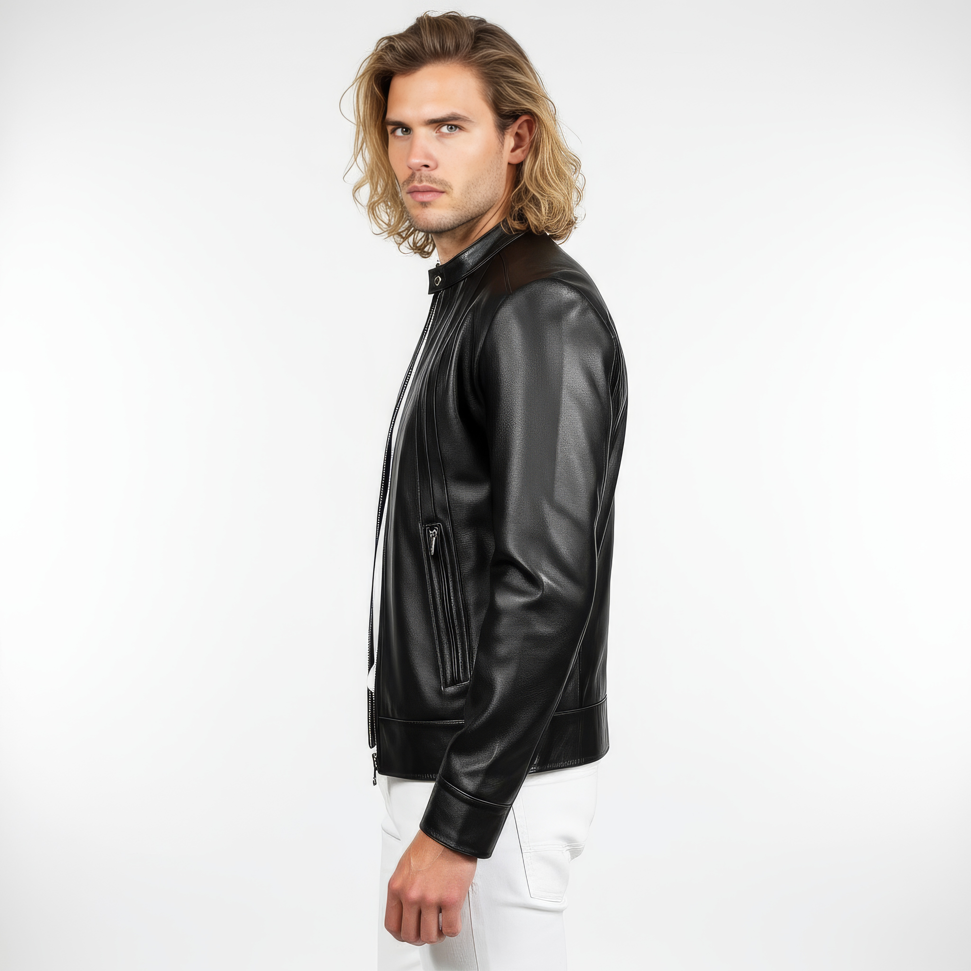 Real Leather Racer Jacket for Men - David