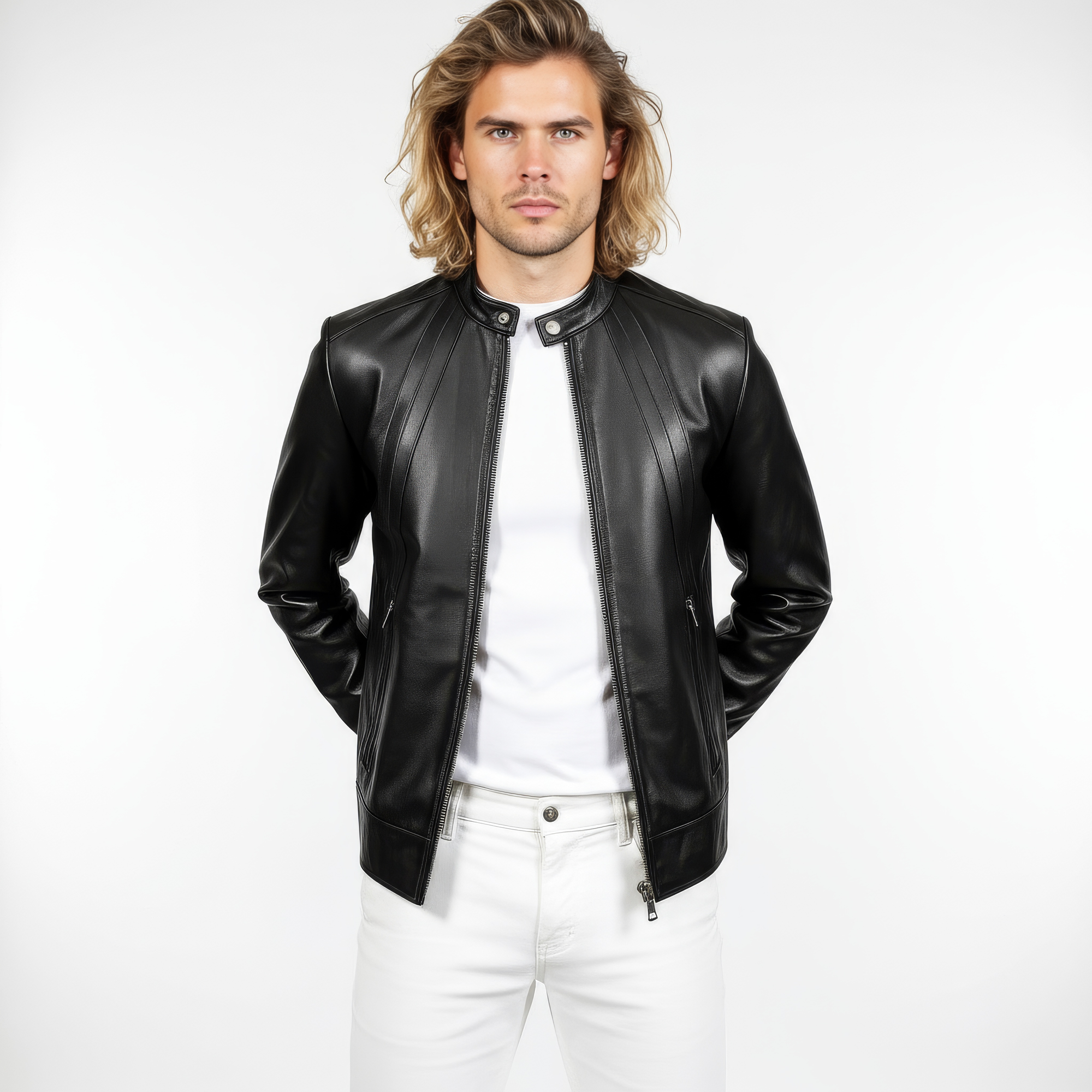 Real Leather Racer Jacket for Men - David
