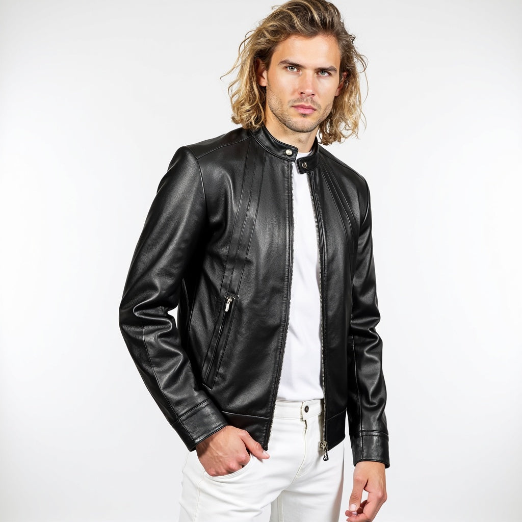 Real Leather Racer Jacket for Men - David