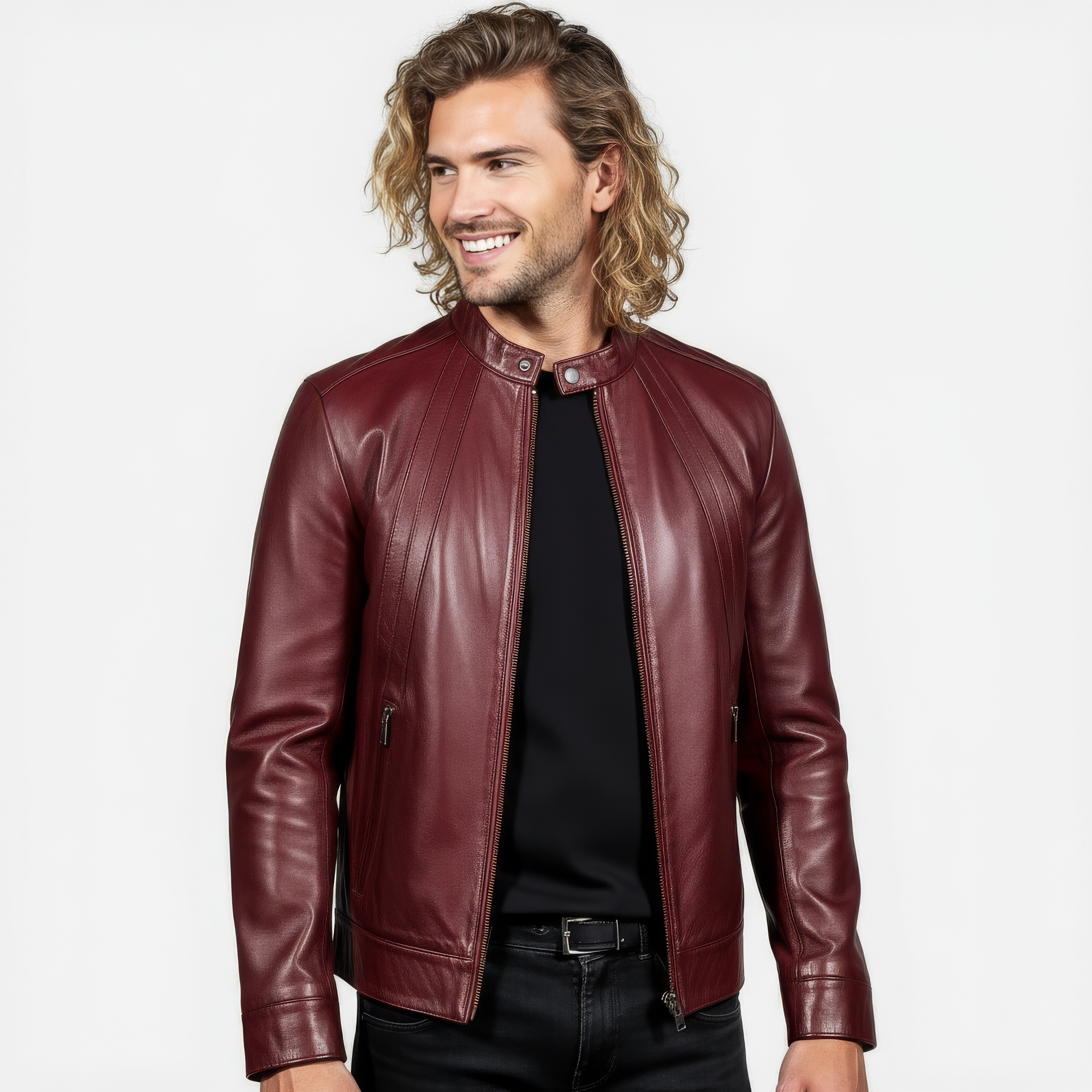 Real Leather Racer Jacket for Men - David