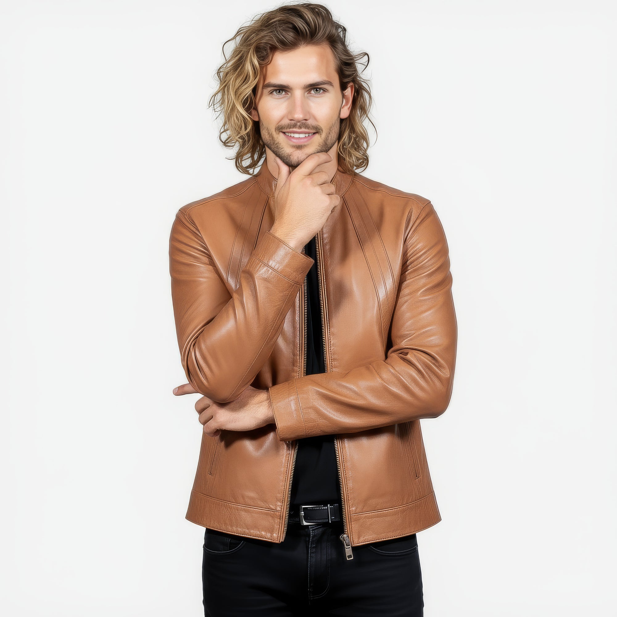 Real Leather Racer Jacket for Men - David