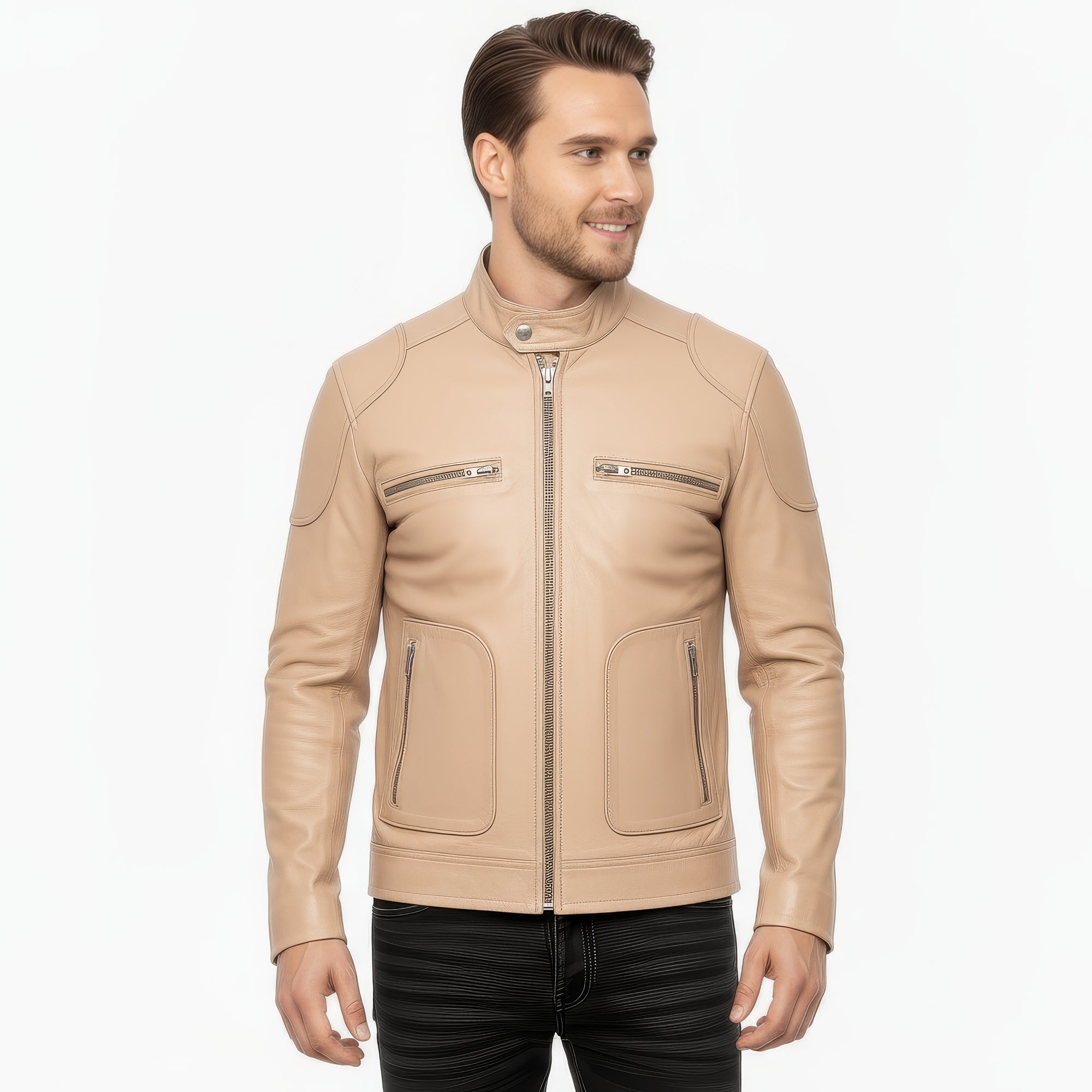 Real Leather Cafe Racer Jacket for Men - Andre
